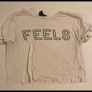 FOREVER 21 White FEELS Graphic Tee Crop Top